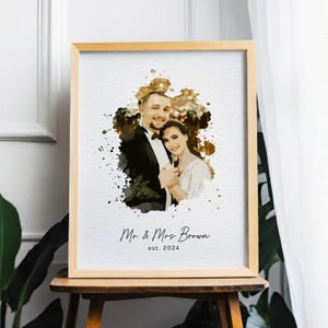Watercolor Couple Portrait from Photo, Personalized Engagement Gift, Anniversary Gift, Custom Wedding Keepsake, Newlywed Gift, Wedding Gift