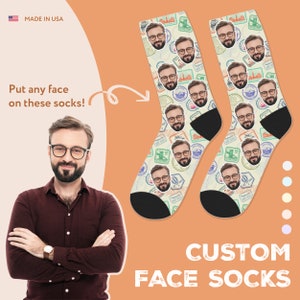 Personalized Socks, Custom Face Socks, Funny Travel Gift, Wanderlust Gift, Christmas Gift for Men Women, Secret Santa Gift