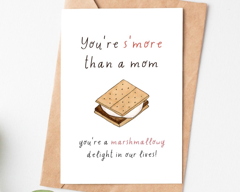S’more Pun Mothers Day Card, Funny Mum Birthday Card From Daughter or ...