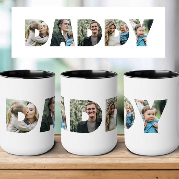 Daddy Mug, Custom Photo Mug, Personalized Fathers Day Gift for Dad, Dad Birthday Gift from Daughter Son Kids, Husband Christmas Gift