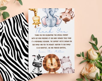 Baby Shower Card, Baby Birth Announcement Card, New Baby Boy Card, Safari Animal Card, Pregnancy Thank You Card, Cute Invitation Card