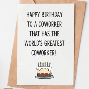 Happy Birthday Card For Coworker, Colleague Funny Birthday Card, Coworker Birthday Gift, Co-Worker Birthday Card