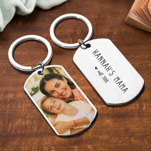 Mothers Day Gift from Daughter, Mom Name Keychain, Mama Custom Photo Keychain, Mum Picture Keyring, Mom Birthday Gift, Mommy Christmas Gift