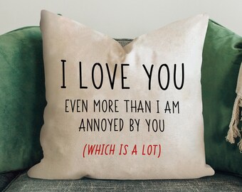 I Love You Lustige Kissenhülle, Deko Kissenhülle, 2. Jahrestag Geschenk für Mann oder Freund, Geburtstag Weihnachten Geschenk für Ihn