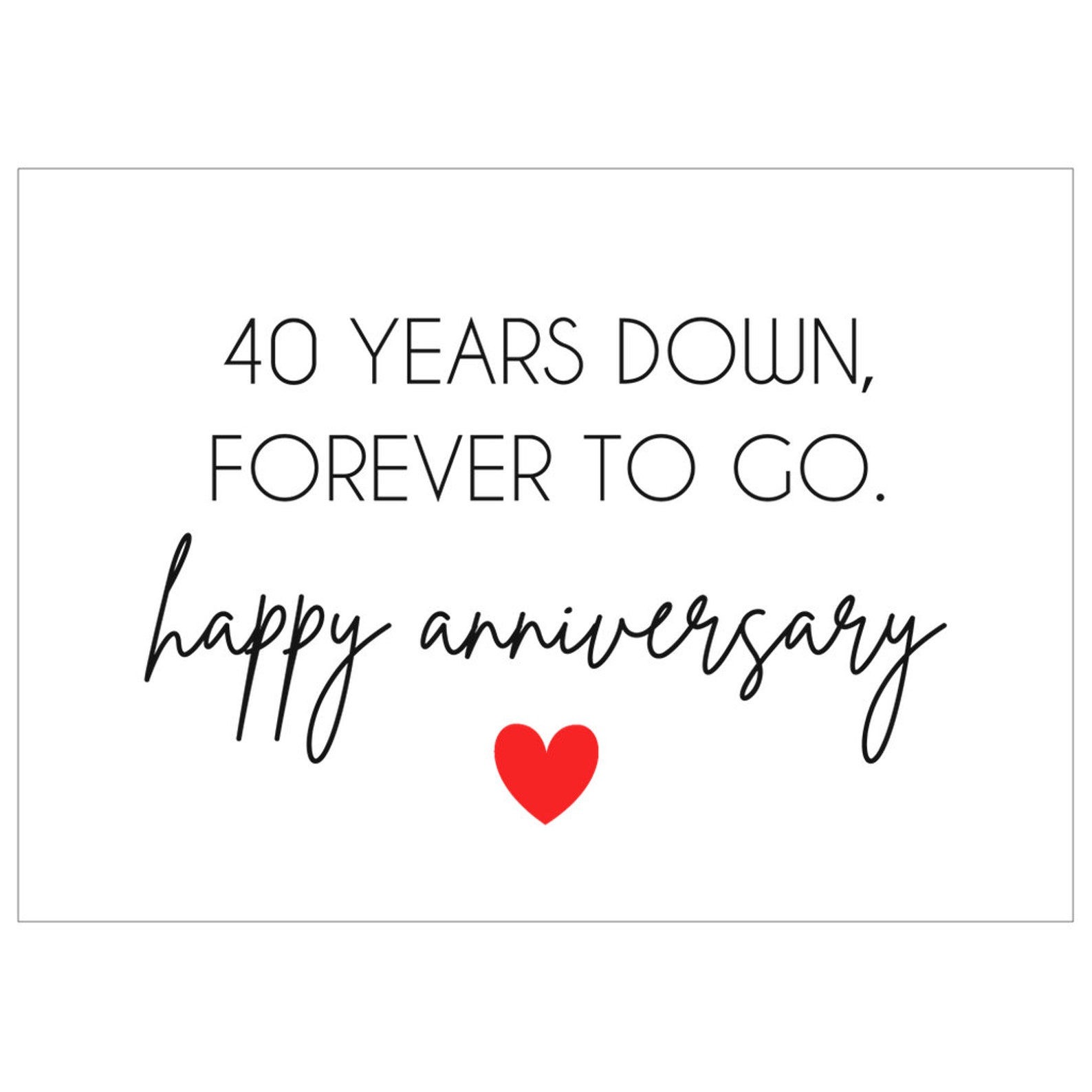 40th Wedding Anniversary Card For Husband Wife 40 Year Etsy