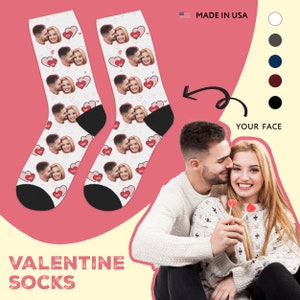 Funny Valentines Day Gift for Him Her, Personalized Socks, Custom Face Socks, Couple Christmas Gift, Anniversary Gift for Husband Boyfriend
