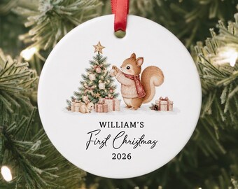 Personalized Baby’s First Christmas Ornament, Newborn Baby Girl Holiday Keepsake, New Baby Boy Ornament, Baby's 1st Christmas Bauble Decor