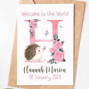 Personalized New Baby Card, Welcome To The World Custom Card, Baby Shower Card, New Baby Girl Congratulations Card, Newborn Baby Card