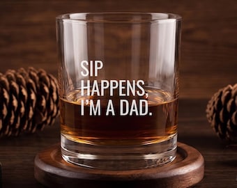 Fathers Day Whiskey Glass, Dad Rocks Glass, Funny Dad Gift, Bourbon Glass for Dad,  Dad Birthday Whiskey Glass, Bourbon Lover Daddy Gift