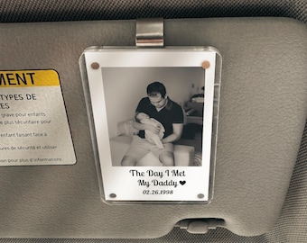 Custom Photo Car Visor Clip, First Fathers Day Keepsake for Dad, 1st Fathers Day Gift from Baby, Personalized Dad Birthday Gift