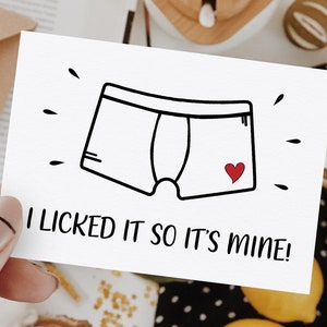 Funny Birthday Card Boyfriend, I Licked It So It'S Mine Naughty Anniversary Card For Husband, 1st Anniversary Gifts For Men