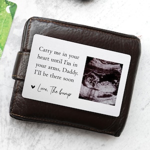1er cadeau fête des pères, carte portefeuille en métal à ultrasons, futur papa, faire-part de grossesse, souvenir papa personnalisé