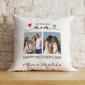 Custom Photo Pillow Cover, Personalized Mothers Day Gift for Mom, Mom Birthday Gift from Kids, Mum Christmas Gift, Nana Pillowcase