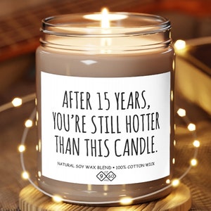 15th Anniversary Gift for Him Her, 9oz Scented Soy Candle Crystal Anniversary, 15 Year Anniversary Gift for Husband Wife Men or Women