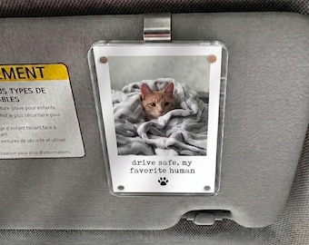 Custom Cat Photo Car Visor Clip, Personalized Cat Mom Gift, Cat Lover Birthday Gift, Mothers Day Gift from Cat, Cat Dad Gift