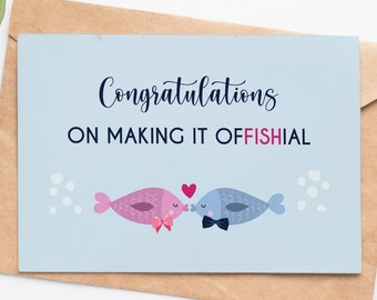 Congratulations Card Decor with envelope//Modern History with Fish Gold