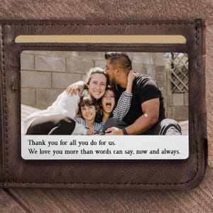 Aangepaste metalen portemonnee-fotokaart, gepersonaliseerd vaderdagcadeau voor vader, verjaardagscadeau vader van dochter zoon kinderen, kerstcadeau vader