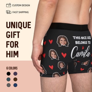 Personalized Valentines Day Gift for Him, Custom Face Boxer, Cotton Anniversary Gift for Husband, Funny Boyfriend Gift, Fiance Gift image 3