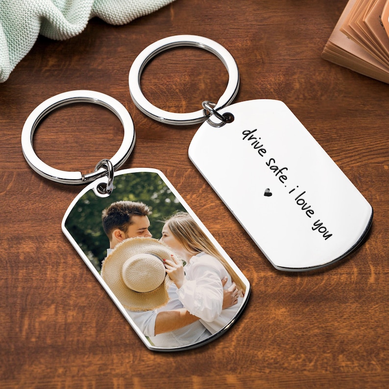 Custom Photo Keychain, Drive Safe I Love You Gift, Personalized Valentines Day Gift for Him, Anniversary Gift for Husband or Boyfriend image 2
