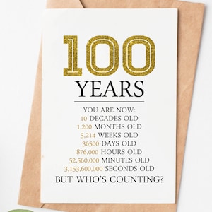 Happy 100th Birthday Card, 100th Birthday Gift For Women Men, 100 Years But Who&#39;S Counting Funny Greeting Card Great Grandma Grandpa