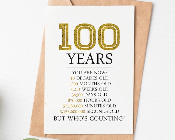 Happy 100th Birthday Card 100th Birthday Gift for Women Men - Etsy