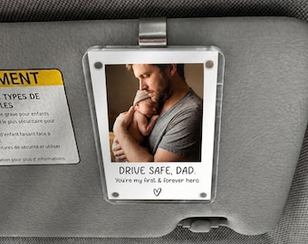 Custom Photo Car Visor Clip, First Fathers Day Keepsake for Dad, Personalized New Dad Gift, 1st Fathers Day Gift from Baby