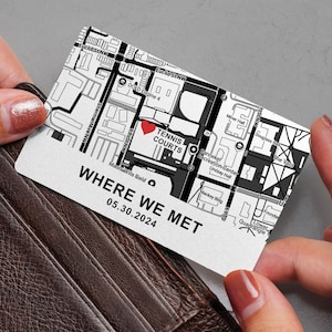 Billetera de metal con mapa personalizado, regalo personalizado para el día de San Valentín para él o ella, regalo de aniversario de acero para esposo, regalo para novio