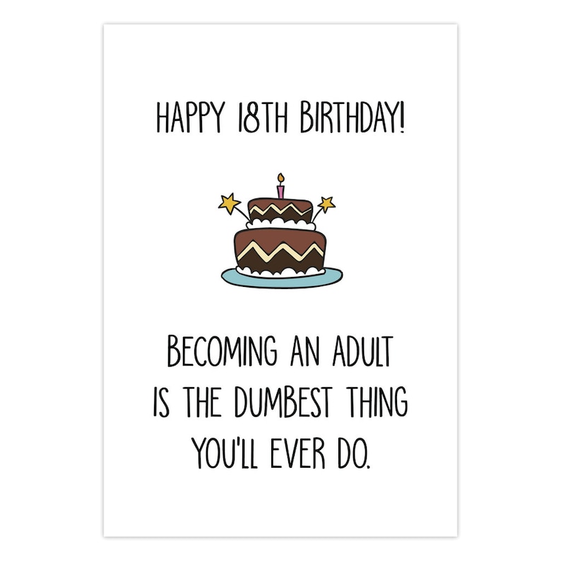 Funny 18th Birthday Card For Girl Or Boy, Daughter Birthday Card, 18th Birthday Gift For Son, Turning 18 Card For Niece Or Nephew image 2