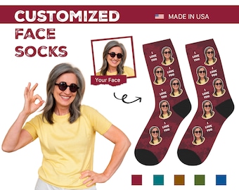 Customized Face Socks, Funny Christmas Gift for Mom Dad Aunt Uncle, Personalized Photo Socks, Dad Birthday Gift, Valentines Day Gift for Mom