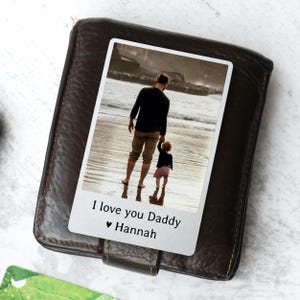 Carte portefeuille en métal Je t'aime papa, cadeau personnalisé pour la fête des pères des enfants, cadeau d'anniversaire de papa d'une fille ou d'un fils, souvenir unique de papa