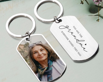 Personalized Mothers Day Gift for Grandma, Nana Photo Keychain, Grandma Custom Keyring, Nanny Birthday Gift, Picture Keychain Gift for Mom