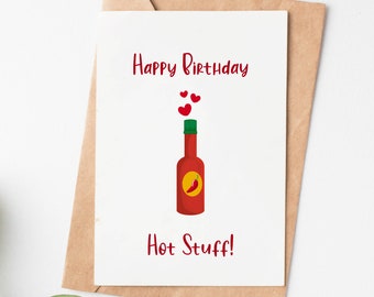 Hot Stuff Funny Birthday Card, Romantic Birthday Card For Husband Wife Boyfriend Girlfriend, 21st 30th Birthday Gift For Him Or Her