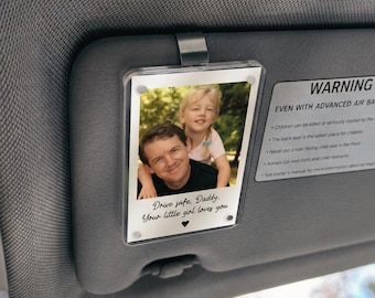 Custom Photo Car Visor Clip, Personalized Fathers Day Gift for Dad, Dad Birthday Gift from Daughter, Father Daughter Gift