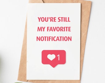 Funny Valentines Day Card For Him, Favorite Notification Romantic Anniversary Card, Mens Valentines Gift For Husband Or Boyfriend