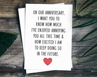 Funny Anniversary Card For Wife, Paper Anniversary Gift For Him, First Anniversary Card For Husband, 1 Year Anniversary Gift For Boyfriend