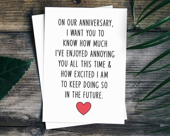 Funny Anniversary Card for Wife, Paper Anniversary Gift for Him