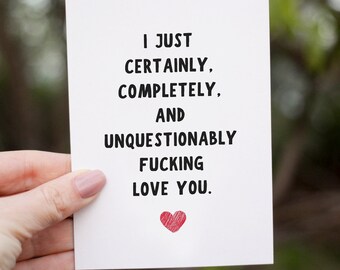 Funny Valentines Day Card For Him Or Her, Rude Anniversary Card For Husband Or Boyfriend, Valentines Day Gift For Men Or Women