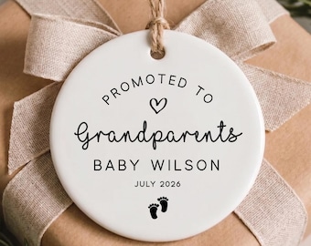 Promoted To Grandparents Christmas Ornament, New Grandma and Grandpa Xmas Bauble, Baby Announcement, New Baby Holiday Keepsake