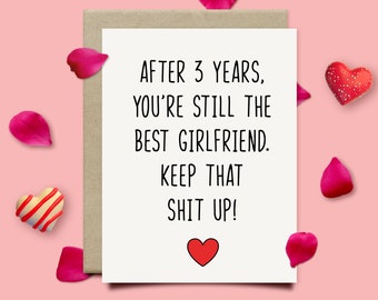 3rd Anniversary Card For Girlfriend, 3 Year Anniversary Gift For Her, Third Anniversary Gift For Girlfriend, Girlfriend Card