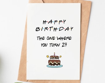 Boyfriend Twenty-Fourth Birthday Card Stepdad Partner For Her Modern 24th Birthday Card Stepmum Sister For Him Friend Girlfriend