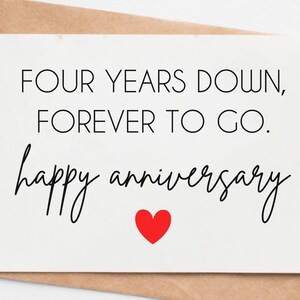 4th Wedding Anniversary Card For Husband Wife, Fourth Anniversary Card For Boyfriend Girlfriend, Linen Anniversary Gift For Him Her