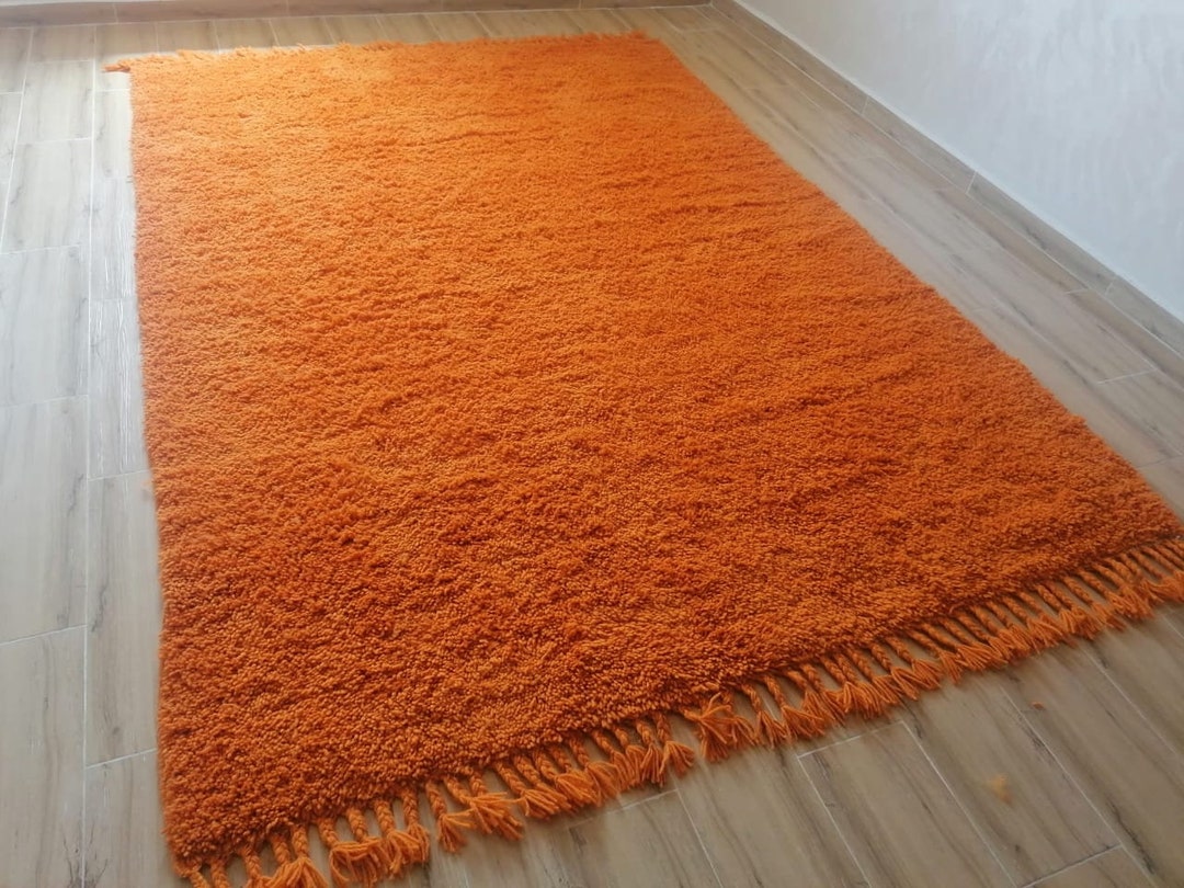 Orange Rug 3x5 5x8 6x9 8x10 Ft Style Moroccan Rug Fully Handmade Etsy