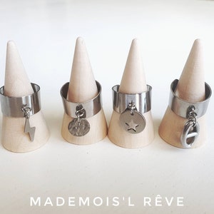 Stainless steel ring silver ring charm ring Rock You, Rebelle Chic, Elle or Dream in surgical steel