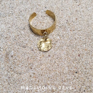 Bague acier inoxydable doré or breloque gold Acier inoxydable et ajustable PENELOPE