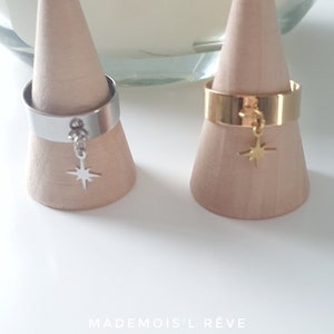 CONSTELLATION charm ring in stainless steel and adjustable size