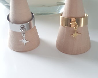 CONSTELLATION charm ring in stainless steel and adjustable size