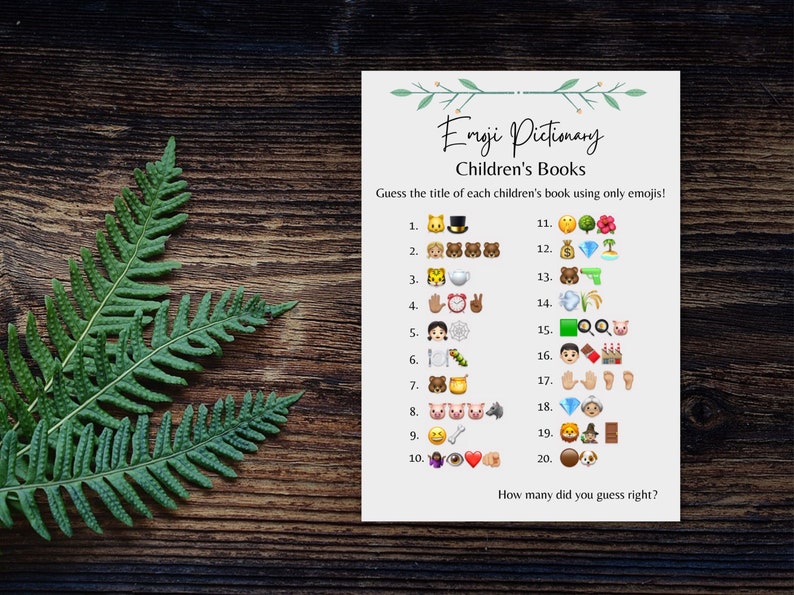Children's Book Emoji Baby Shower Game Etsy