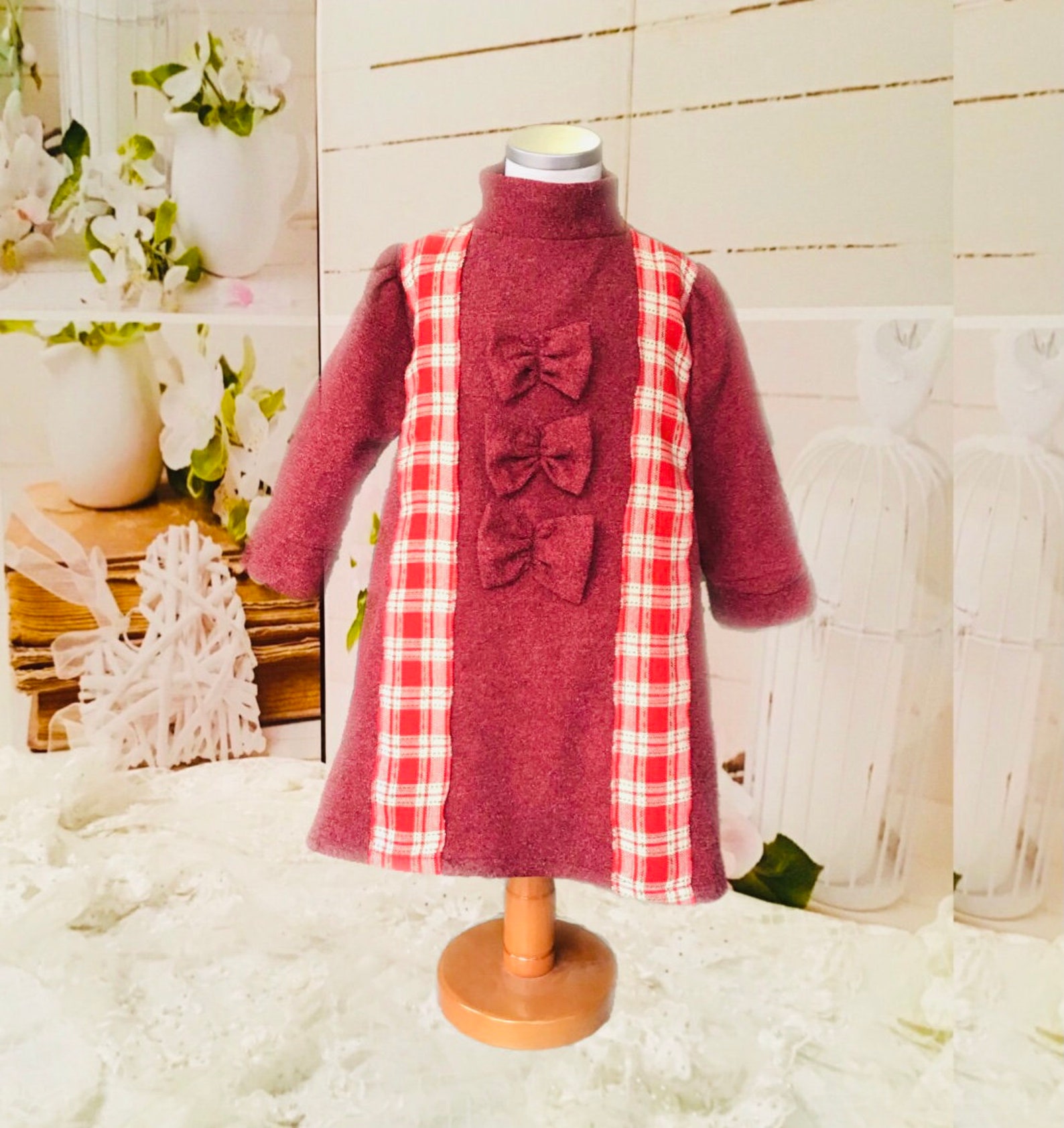 Long Sleeves Baby Girl Dress.winter Wool Kids Dress.handmade Etsy