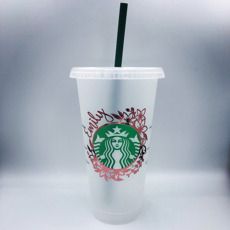 Floral wreath personalized Starbucks cup custom Starbucks cup Starbucks custom cold cup-floral starbucks cup