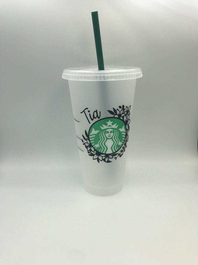 Floral wreath personalized Starbucks cup custom Starbucks cup Starbucks custom cold cup-floral starbucks cup